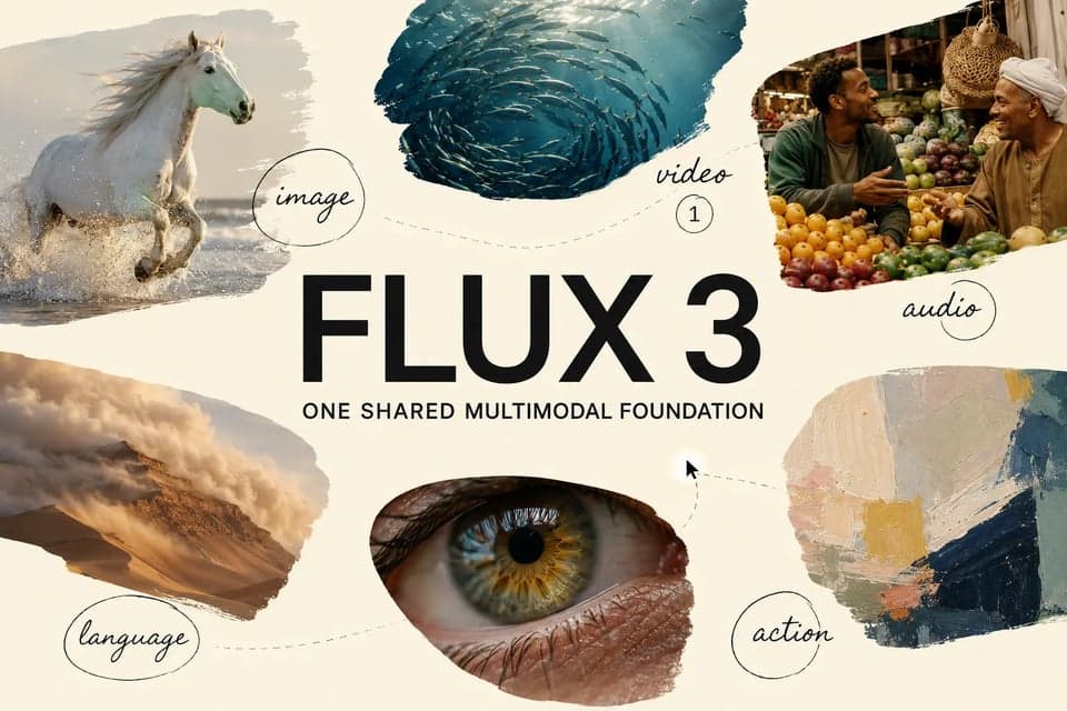 Flux 3 public example of a multimodal creative scene